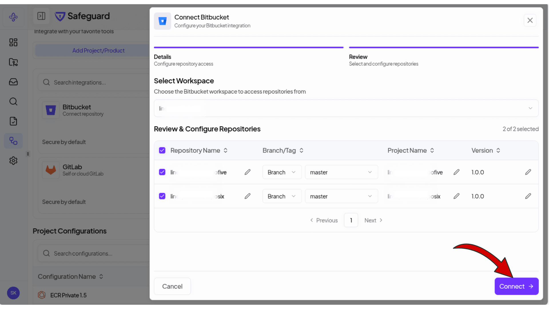 Select Workspace and Repositories