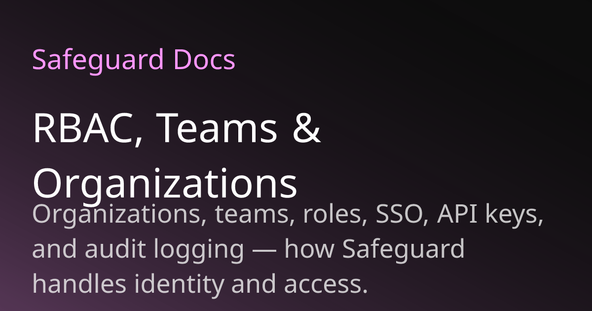 RBAC, Teams & Organizations | Safeguard Docs